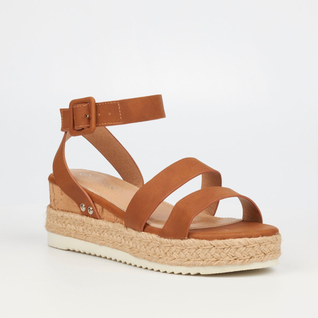 Ladies Steffi Espadrille Wedge Sandal Tan - Main Image