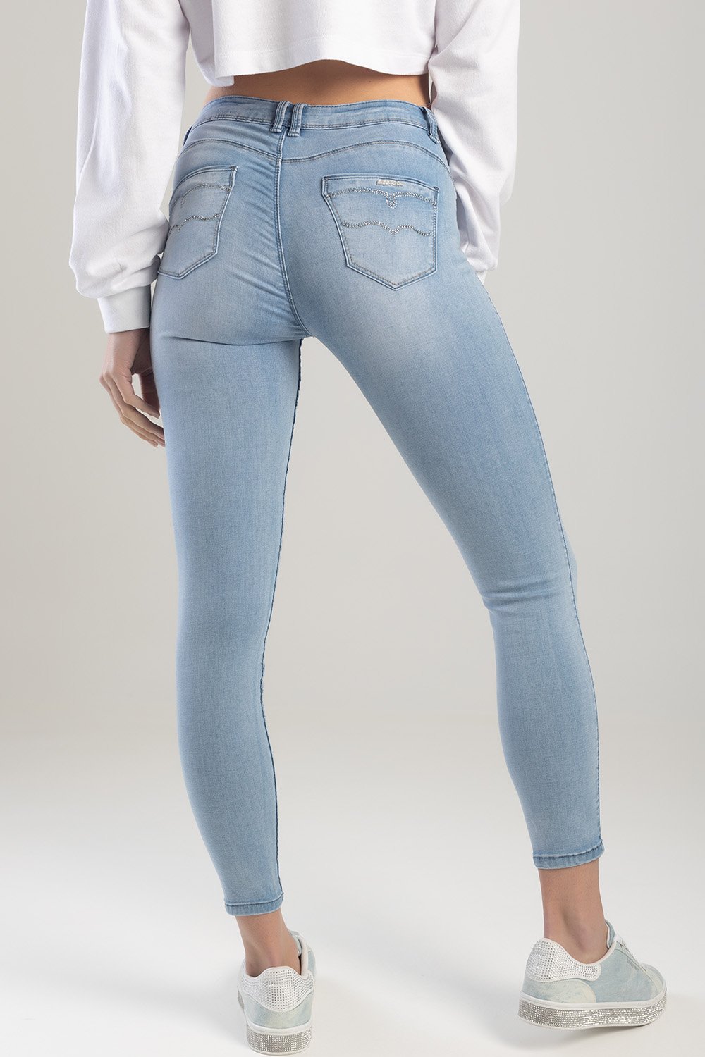 Ladies Light Blue Summer Days Axel Bling Skinny Denim Jean