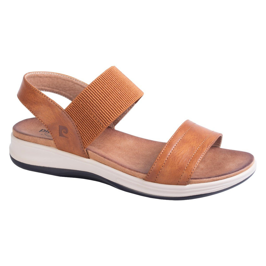 Ladies Elastic Band Comfort Sandal - Tan