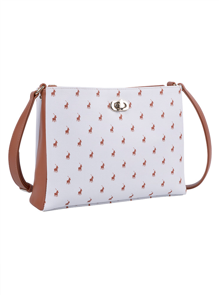 Iconic Multi Compartment Sling Bag-White