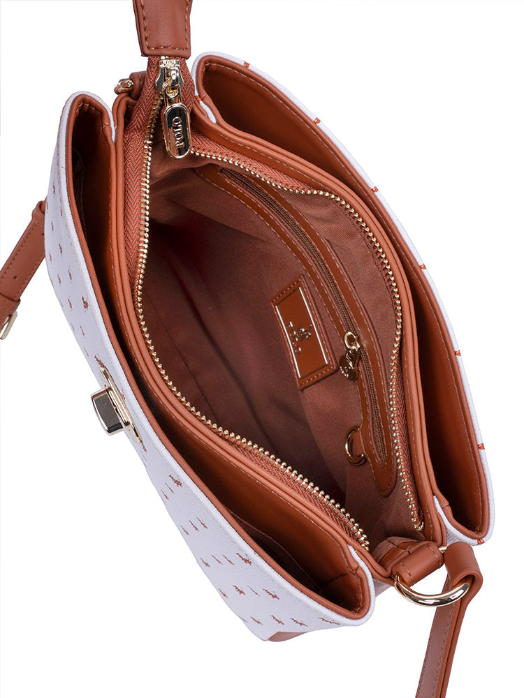 Iconic Multi Compartment Sling Bag-White