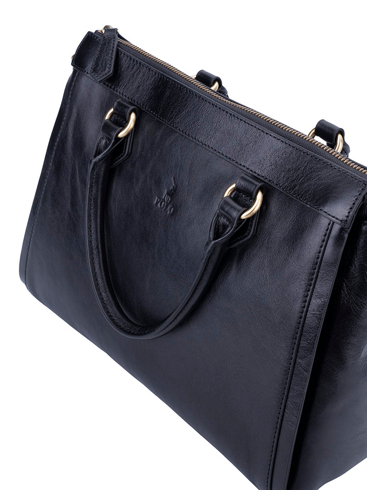 Vega Leather Shopper Bag - Black