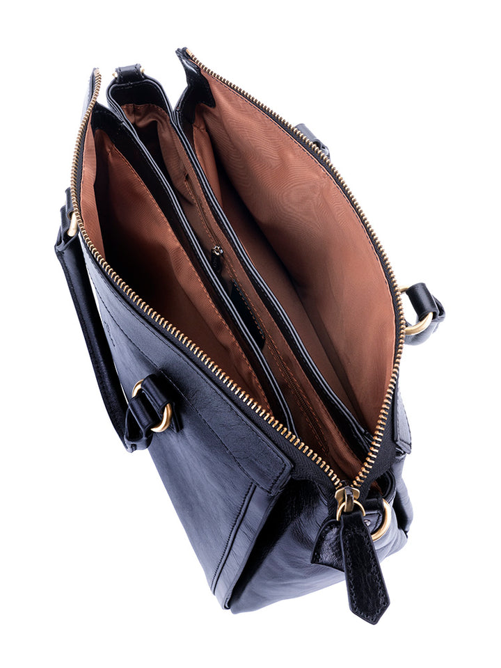 Vega Leather Shopper Bag - Black