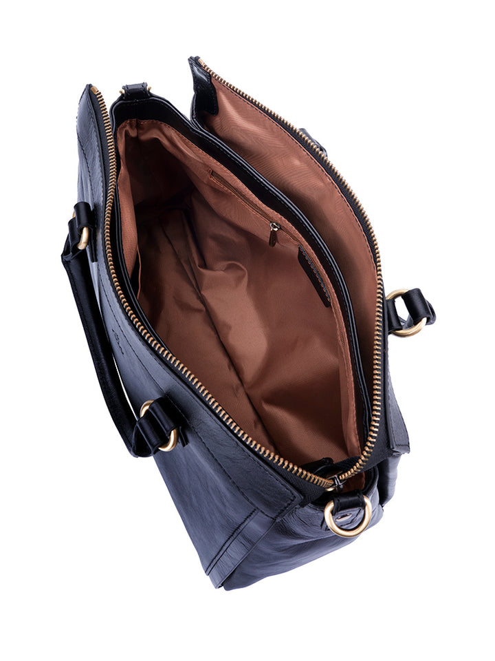 Vega Leather Shopper Bag - Black