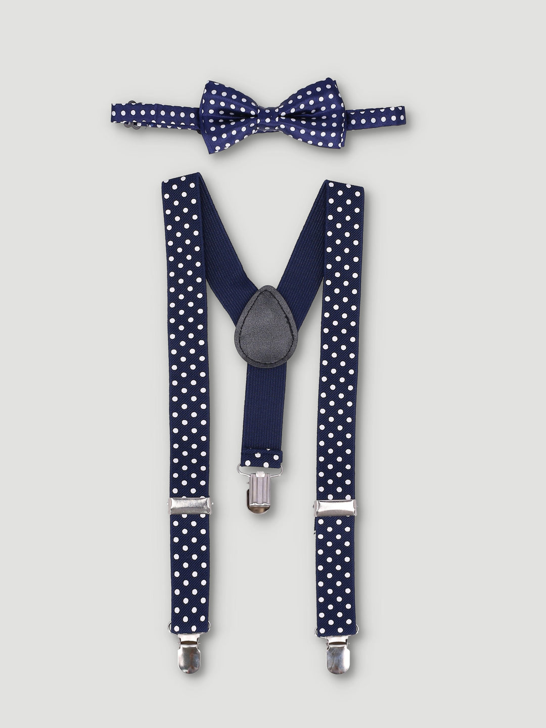 Boys Dot Formal Suspenders Set - Navy