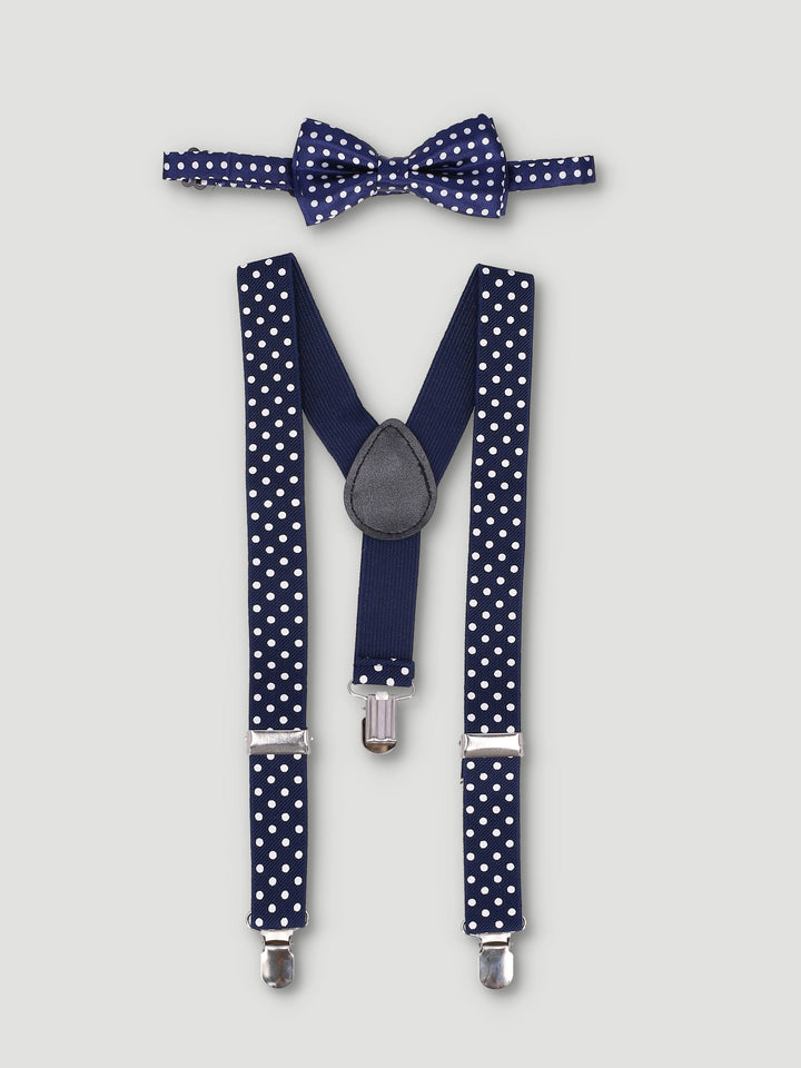 Boys Dot Formal Suspenders Set - Navy
