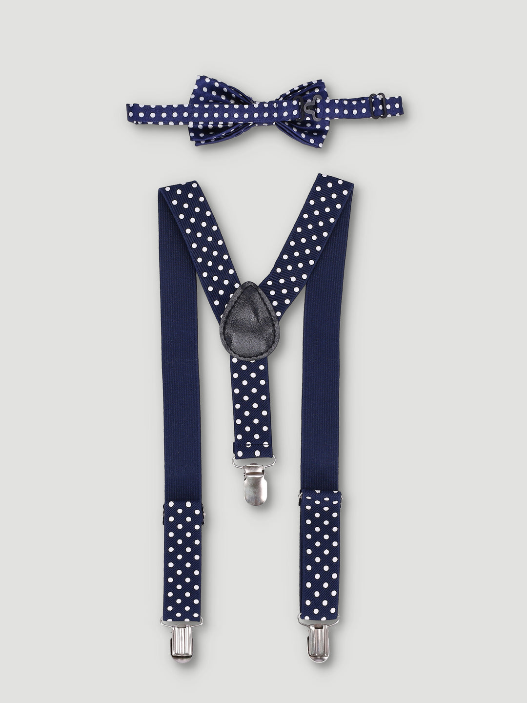 Boys Dot Formal Suspenders Set - Navy
