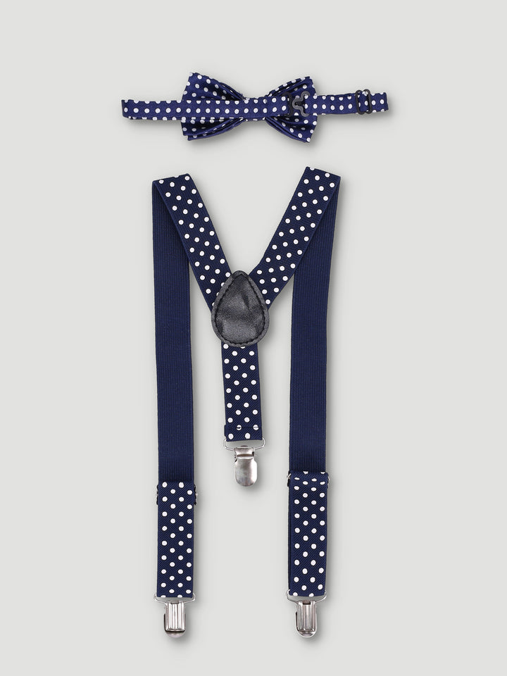Boys Dot Formal Suspenders Set - Navy