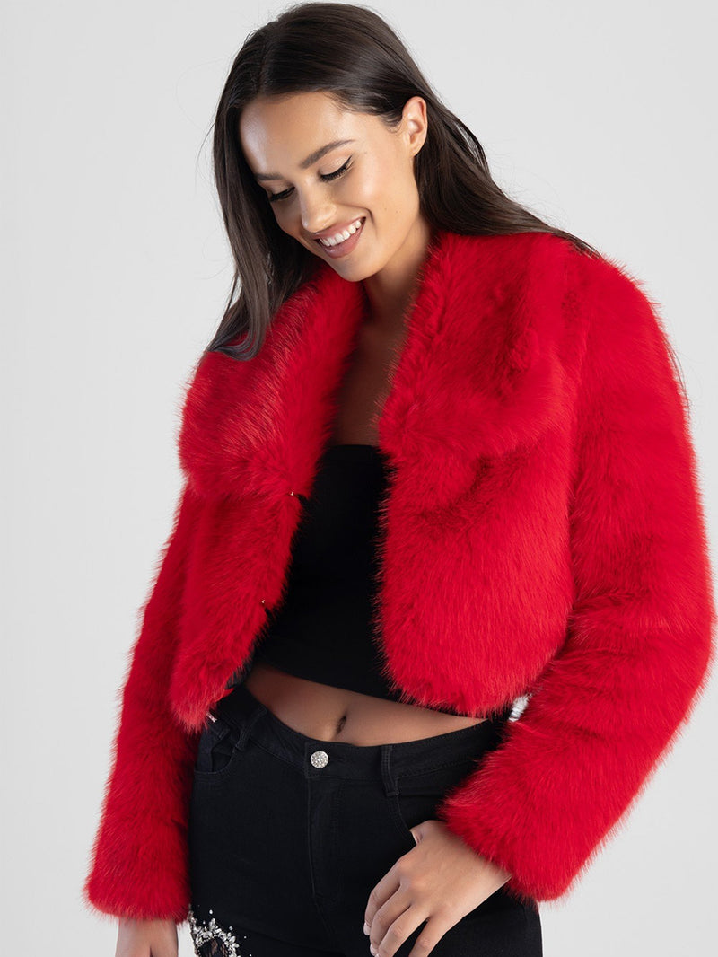 Full Fur Bolero Jacket - Red