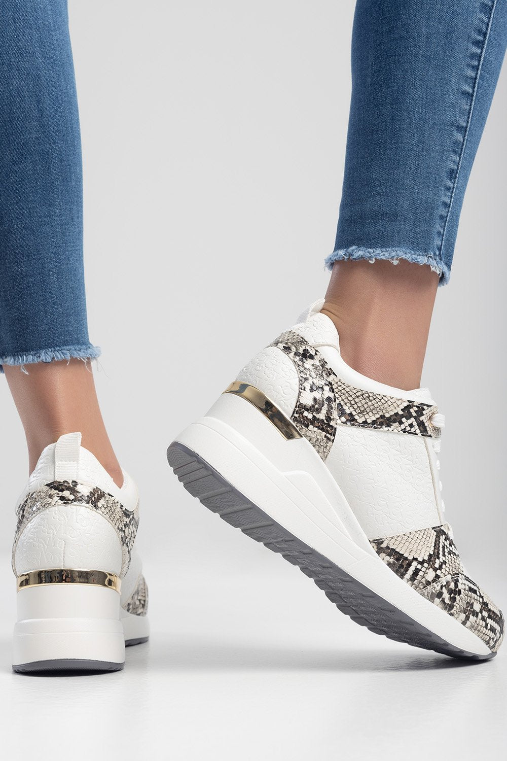 Ladies Wedge On Repeat Sneaker - White