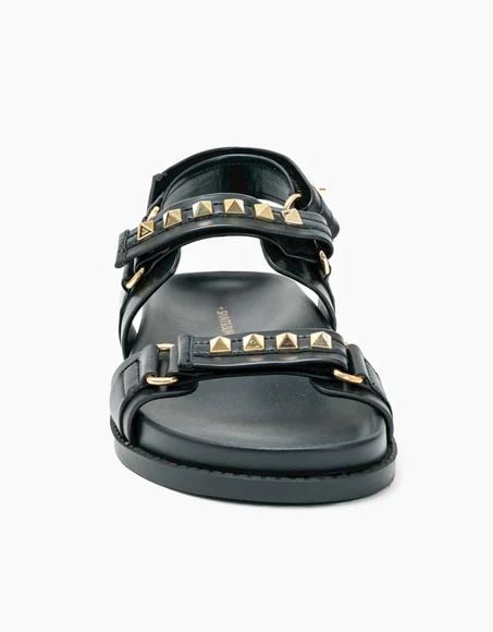 Sense Velcro Studded Slingback Slide - Black