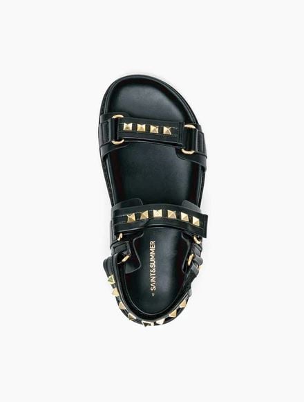 Sense Velcro Studded Slingback Slide - Black