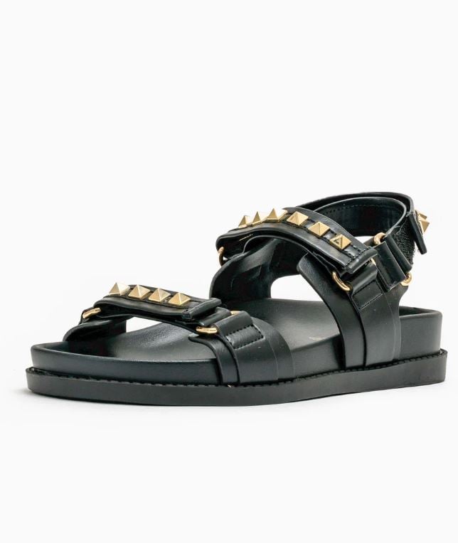 Sense Velcro Studded Slingback Slide - Black