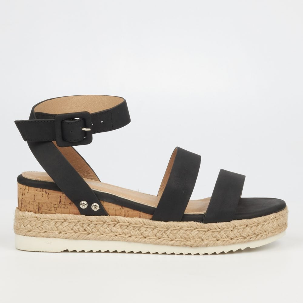 Ladies Steffi Espadrille Wedge Sandal - Black