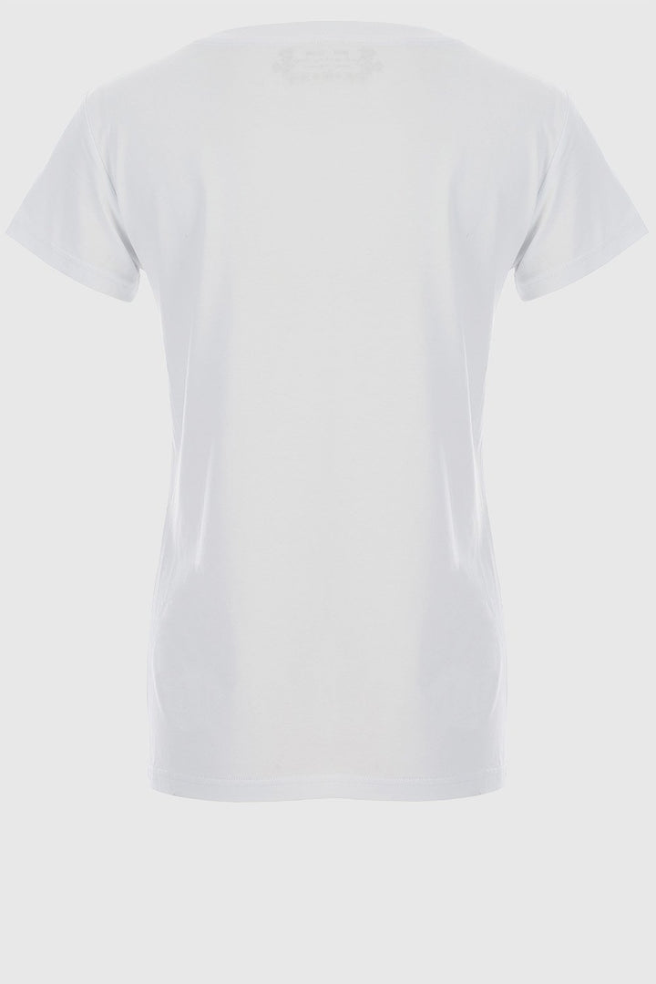 Ladies Short Sleeve Regular Fit Logo Top - White