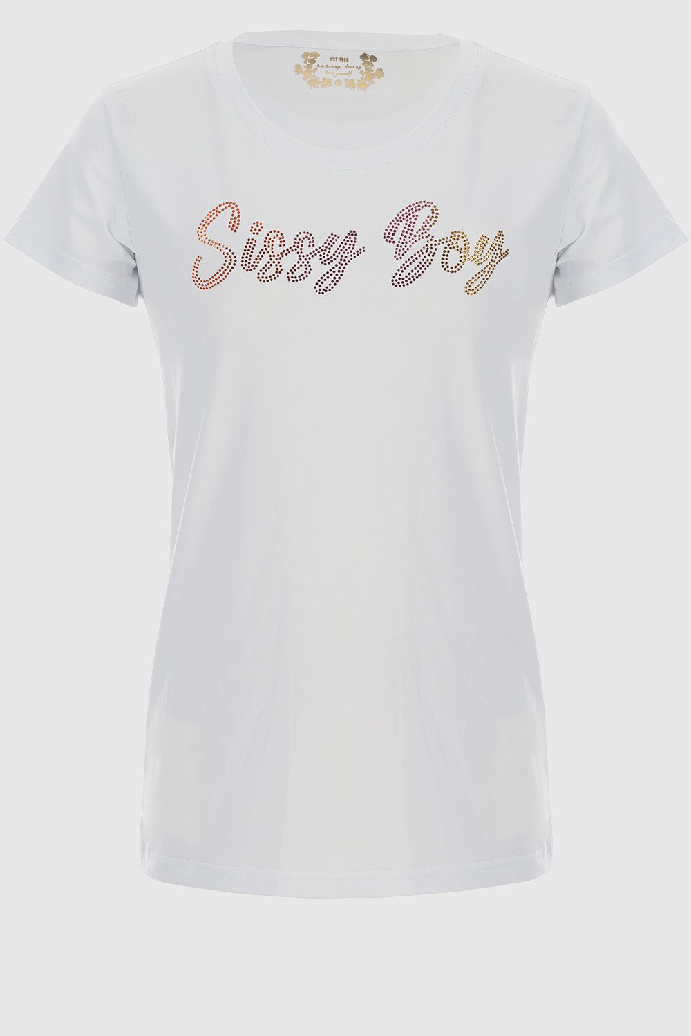 Ladies Short Sleeve Regular Fit Logo Top - White