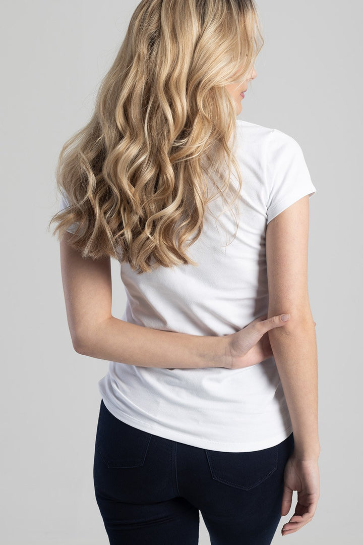 Ladies Short Sleeve Regular Fit Logo Top - White