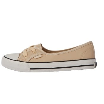 Ladies PU Ballet Lace-Up Shoe - Beige