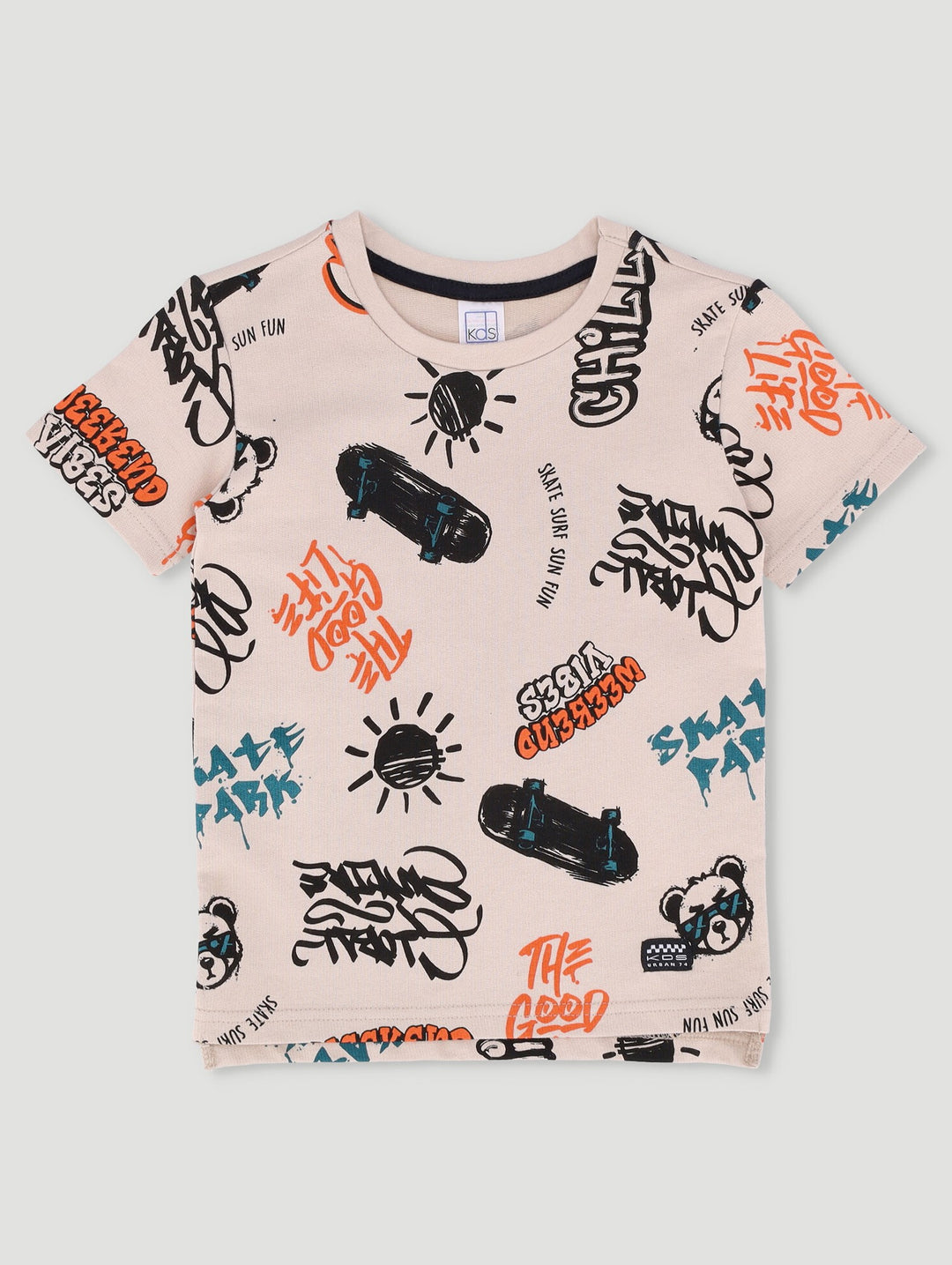 Pre-Boys Short Sleeve Fleece Top - Stone