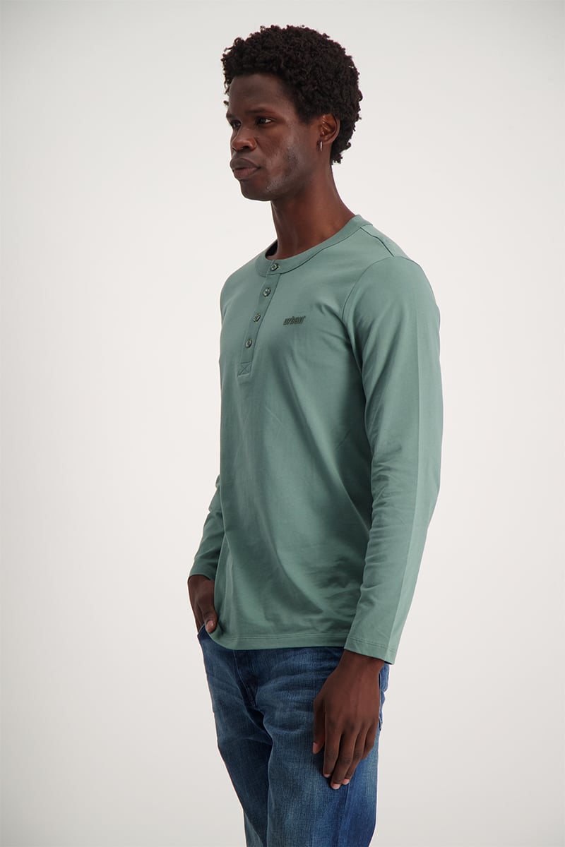 Core Long Sleeve Henley Tee - Forest Green