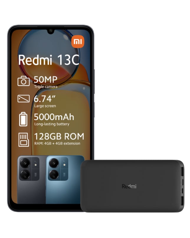Redmi 13C 128GB Dual Sim Blue Cellphone + powerbank