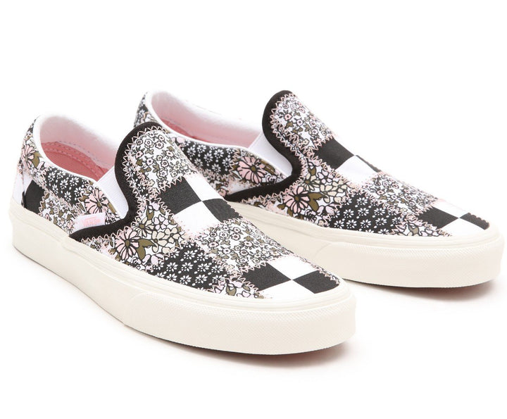 Ladies Classic Slip-On Patchwork Floral - Black