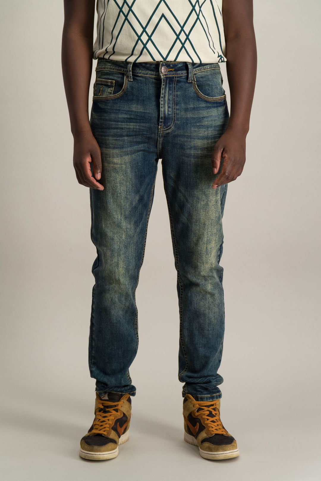 Men's Light Wash Straight Denim Jean