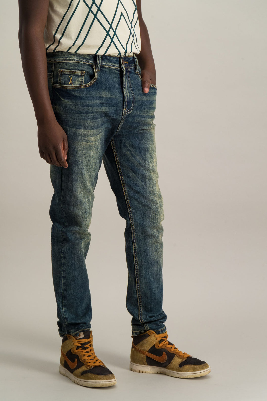 Men's Light Wash Straight Denim Jean