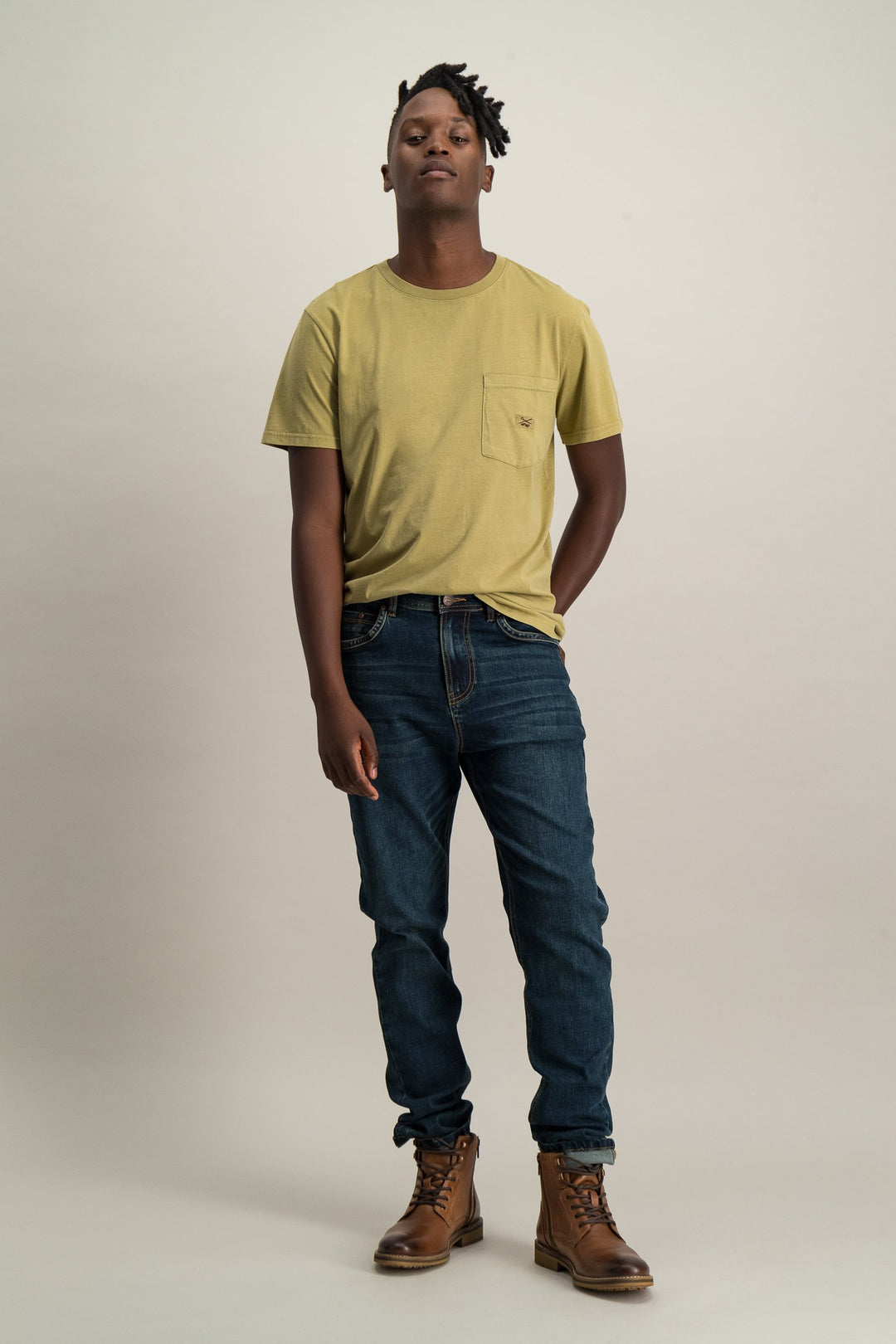 Men's Tea Stain Straight Dark Indigo Denim Jean