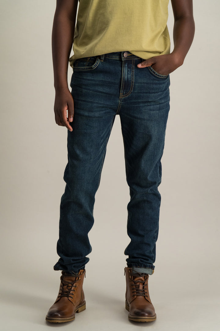 Men's Tea Stain Straight Dark Indigo Denim Jean