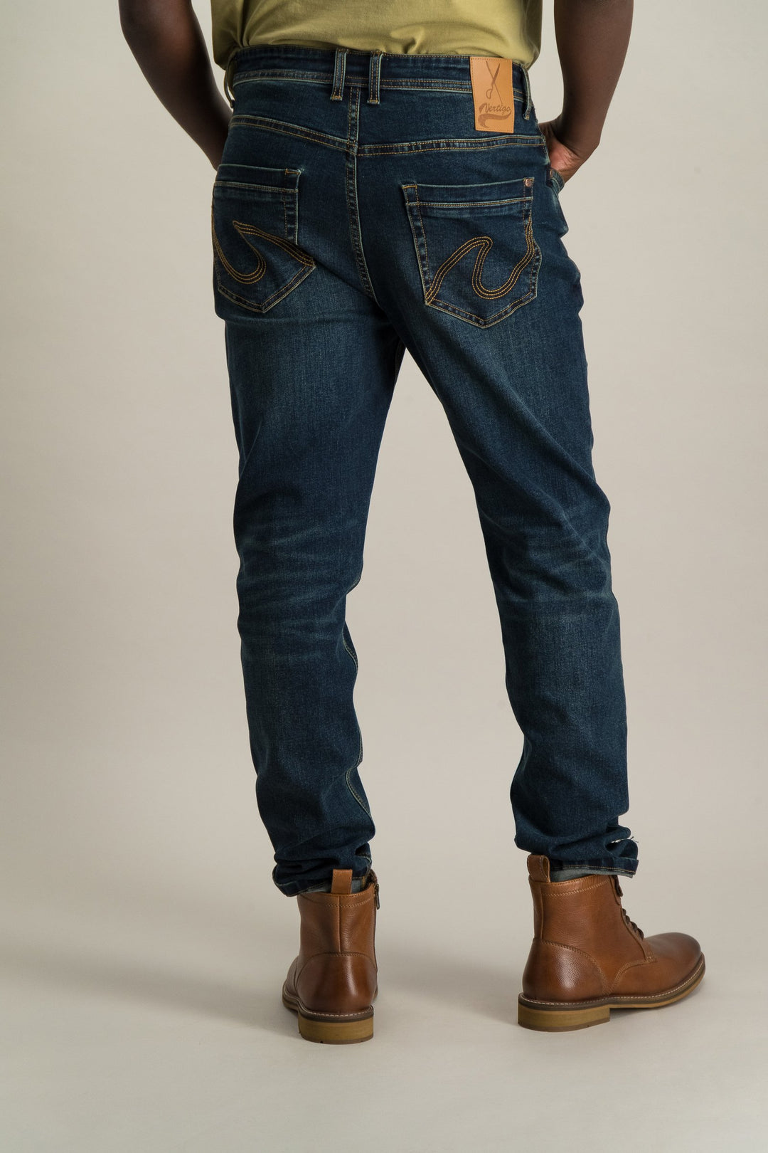 Men's Tea Stain Straight Dark Indigo Denim Jean