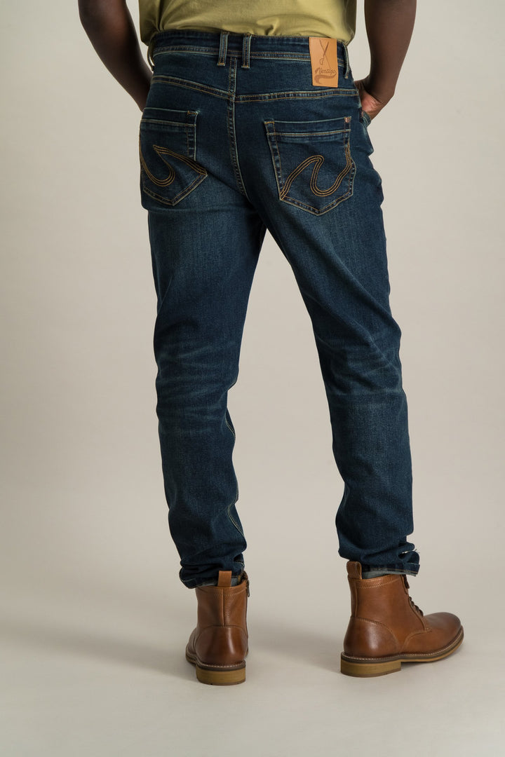 Men's Tea Stain Straight Dark Indigo Denim Jean
