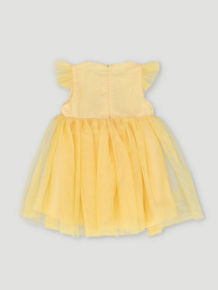 Baby Girls 3D Flower Party Dress - Yellow