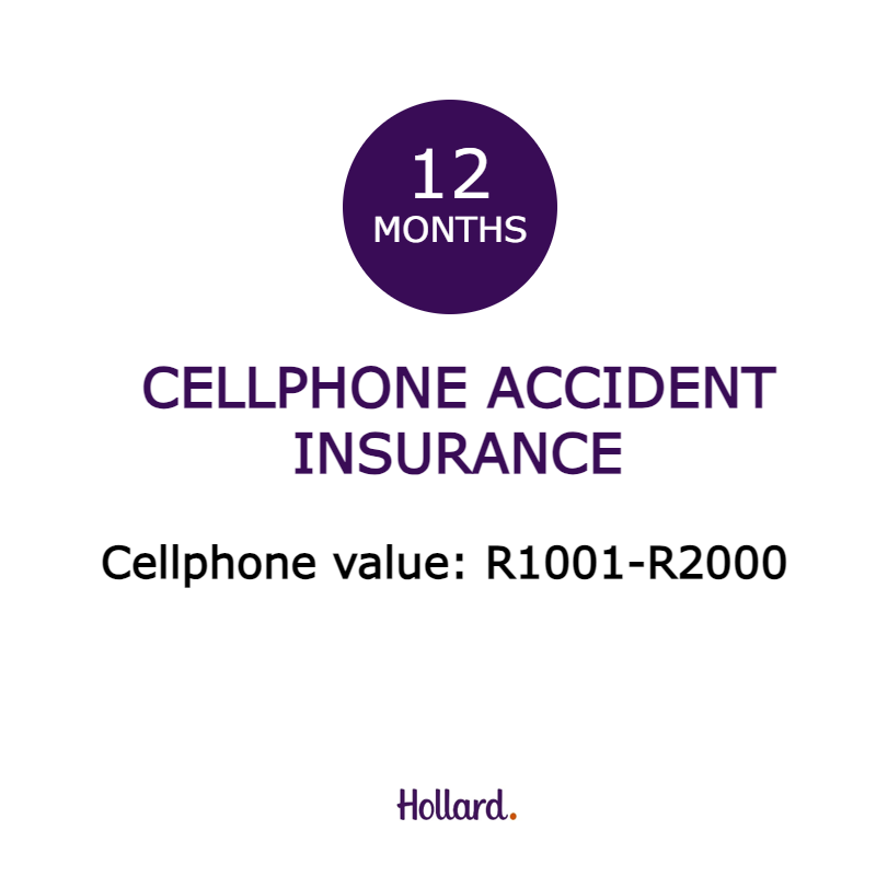 Prepaid Accident Only Cellphone Insurance, 12 Months, R1001 - R2000 Device Value