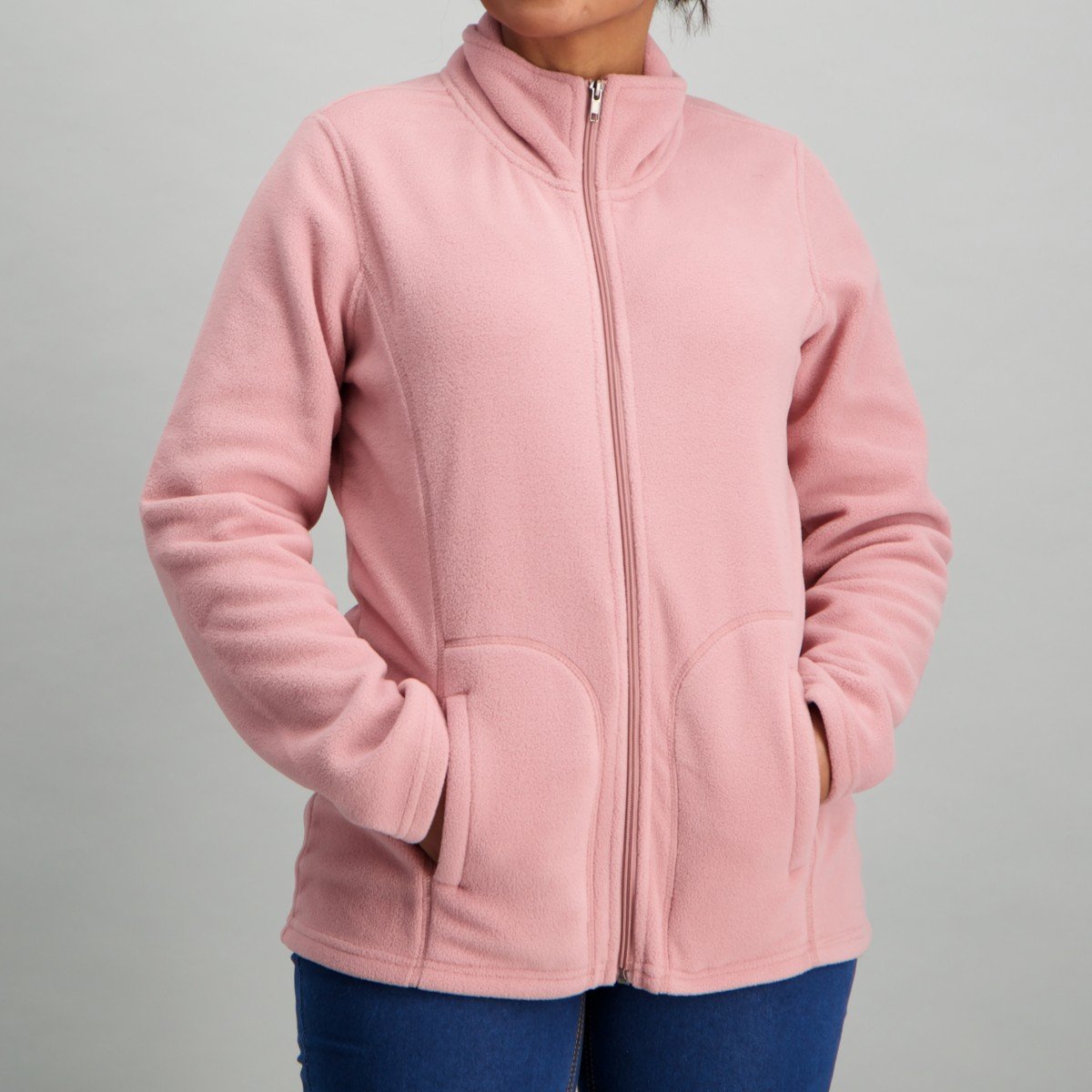Ladies Basic Polar Fleece Jacket - Dusty Pink