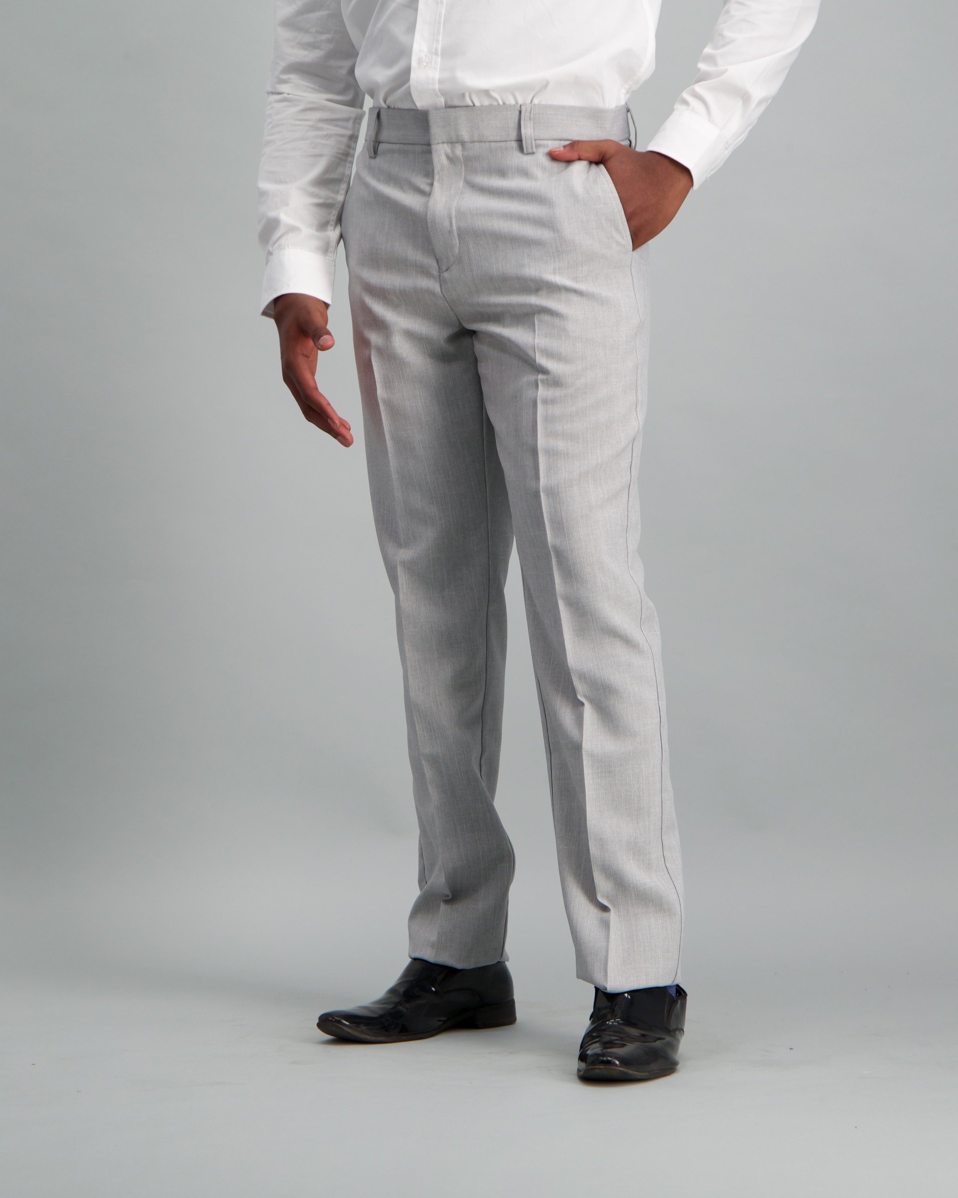 Men's Melange Polyester Pants Light Grey