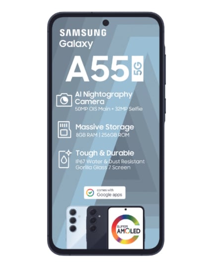 A55 256GB 5G Dual Sim Black Cellphone