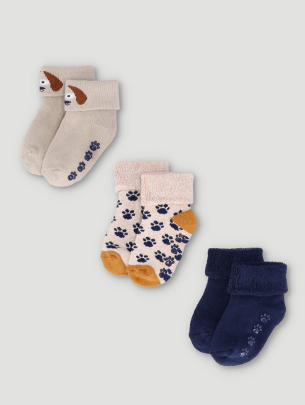 Baby Boys 3 Pack Towelling Paws Socks 