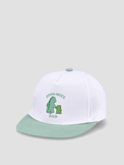 Baby Boys Two Tone Peak Hat With Print - White