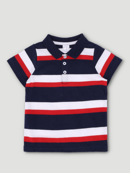 Pre-Boys Stripe Golfer - Navy/Red