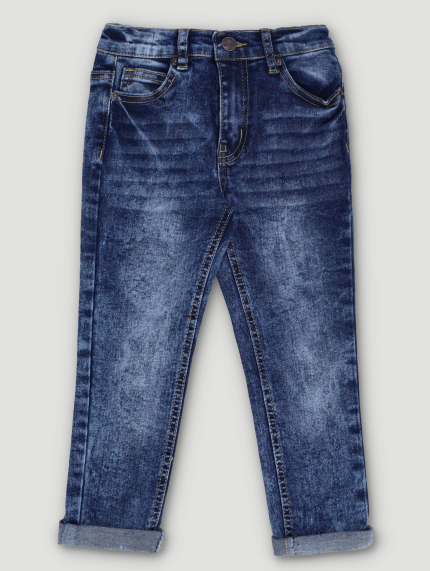 Pre-Boys Fashion Denim Roll Up Jeans - Dark Blue