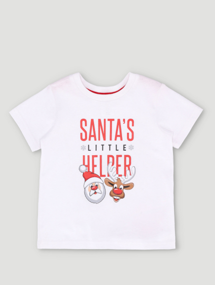 Baby Boys Santa's Little Helper Tee - White