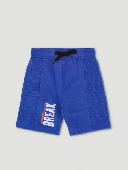 Pre-Boys Fashion Fleece Pintuck Shorts - Mid Blue