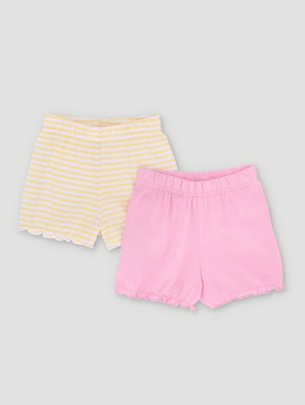 Baby Girls 2 Pack Stripe Shorts - Yellow
