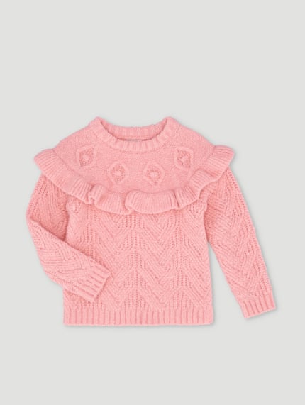 Baby Girls Frill Pullover - Pink