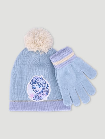 Pre-Girls 2 Pack Frozen Beanie & Glove Set - Blue