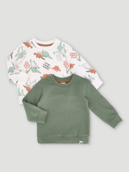 Baby Boys 2 Pack Animal Dino Print Sweater