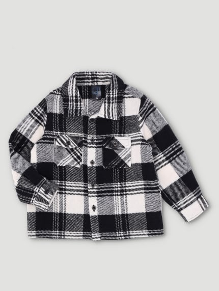 Pre-Boys Check Flannel Shirt - Black/White