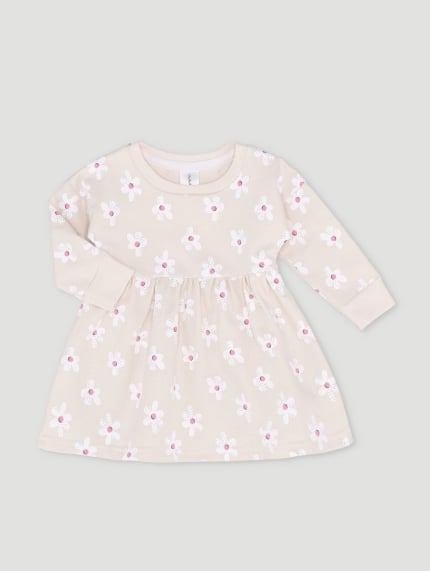 Baby Girls Daisy Fleece Dress - Cream