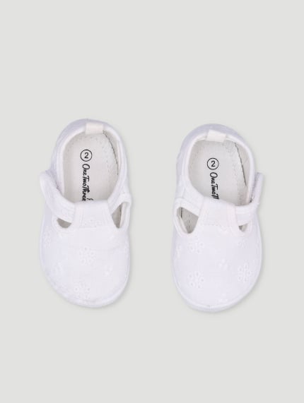 Baby Girls Anglaise Canvas Sneaker - White